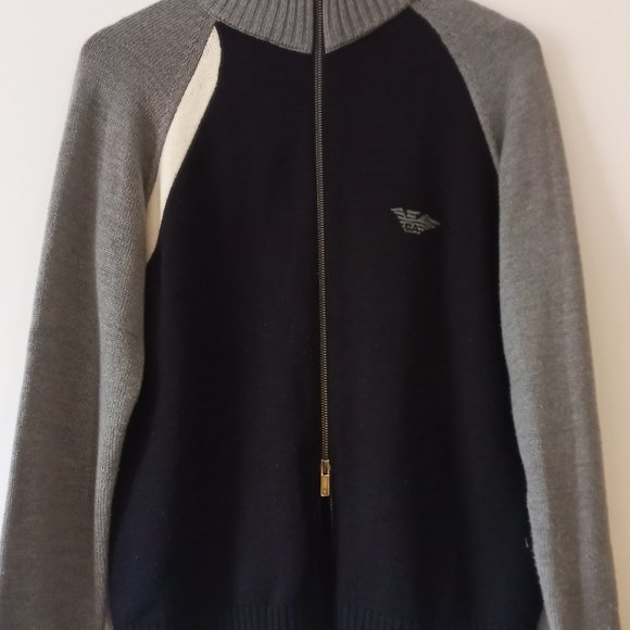 EMPORIO ARMANI - Full zip tri-color cardigan - Sz M-L - Picture 5 of 16